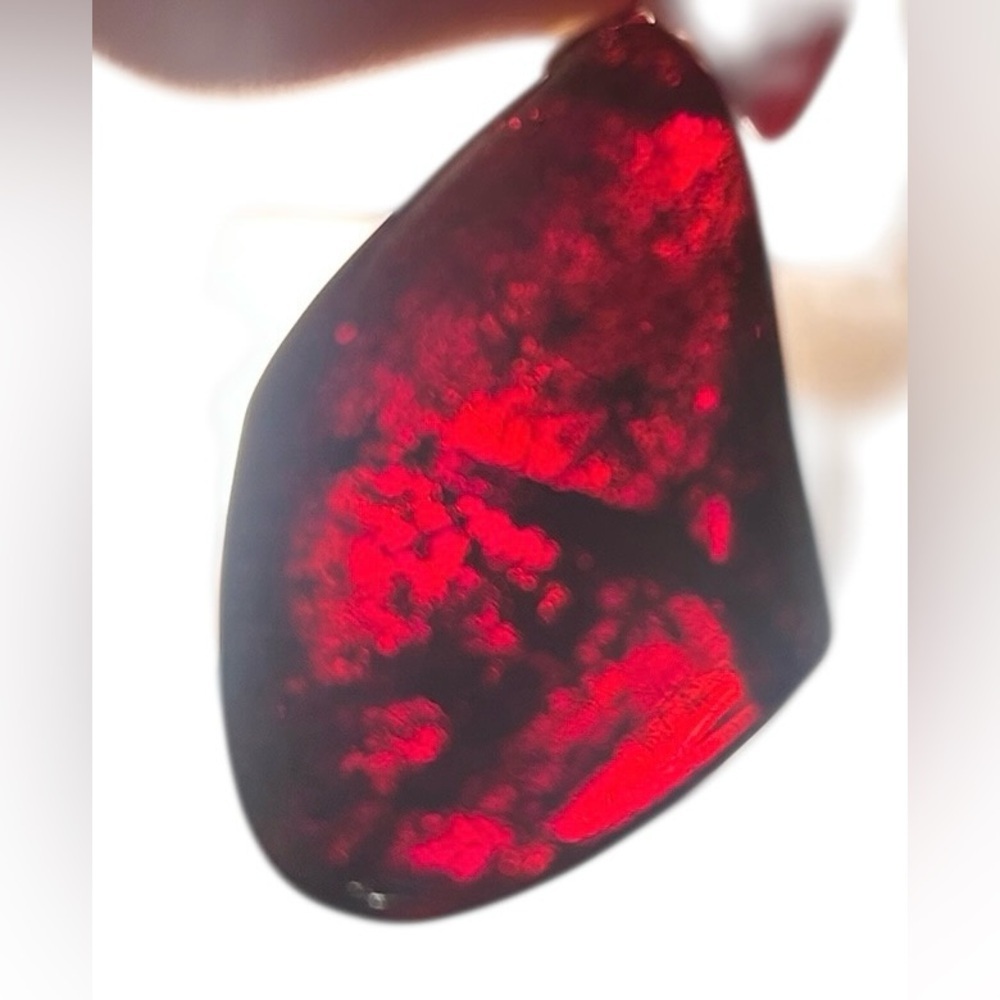 Vintage 70s baltic cherry red amber Teardrop nugget Pendant 1.5 inches length